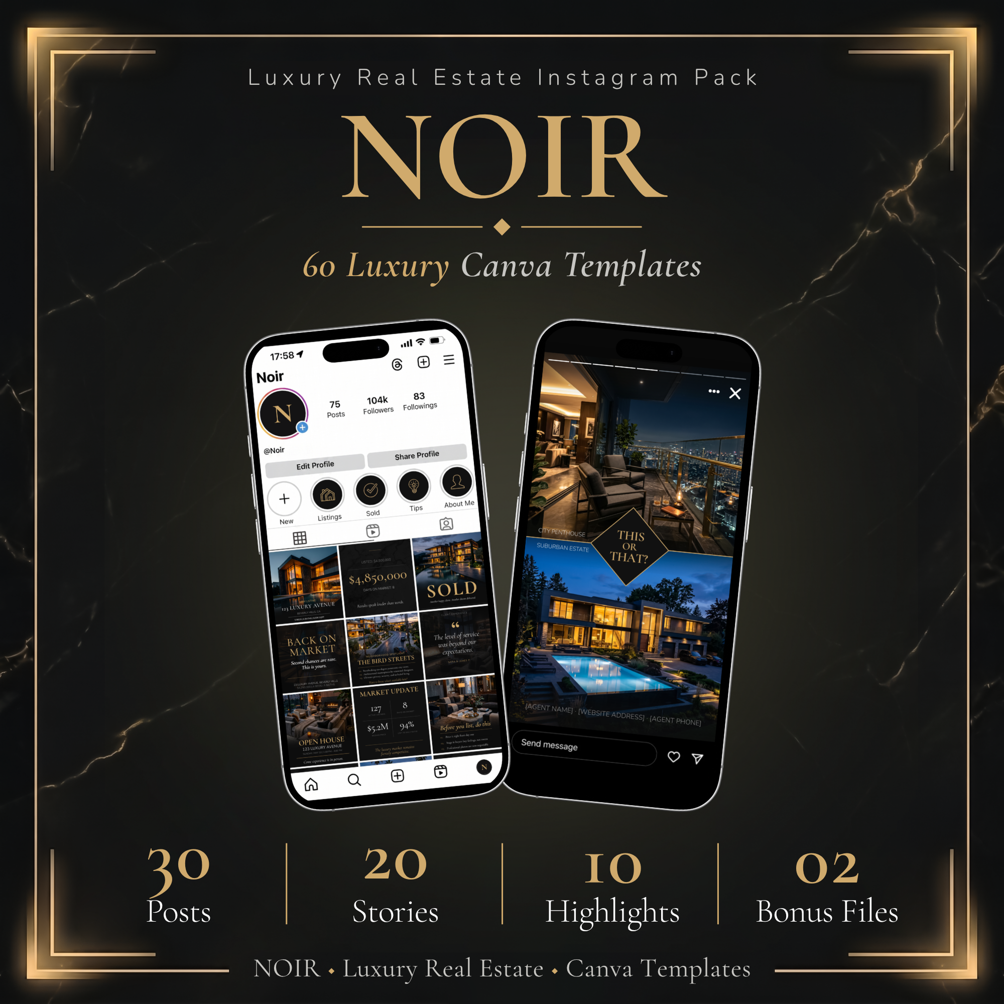 NOIR — Luxury Real Estate Instagram Pack