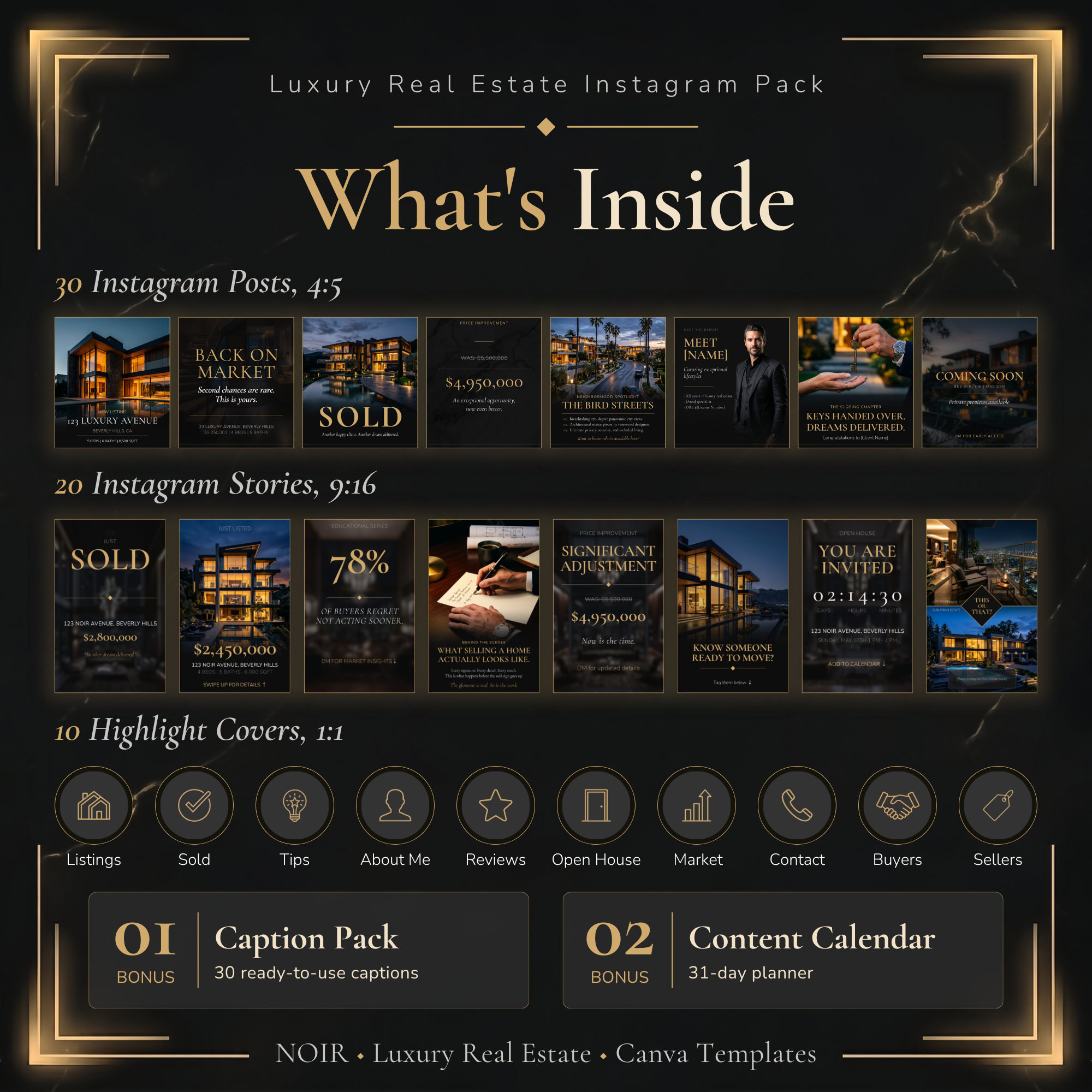 NOIR — Luxury Real Estate Instagram Pack