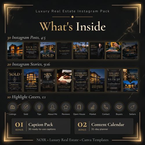 NOIR — Luxury Real Estate Instagram Pack