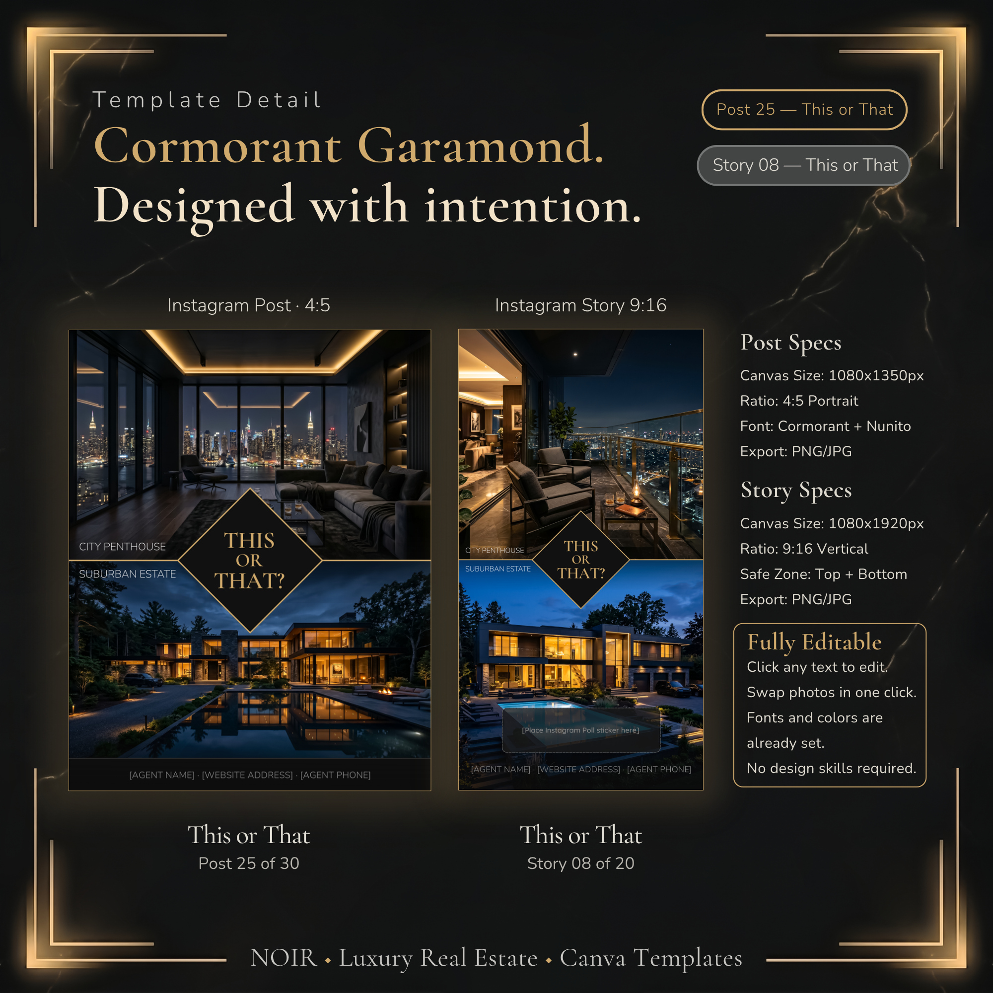 NOIR — Luxury Real Estate Instagram Pack