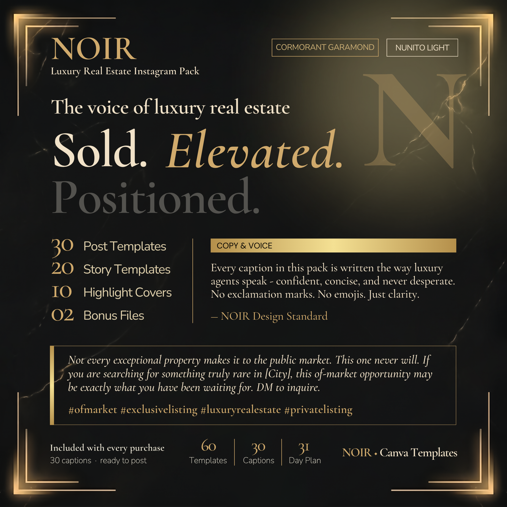 NOIR — Luxury Real Estate Instagram Pack